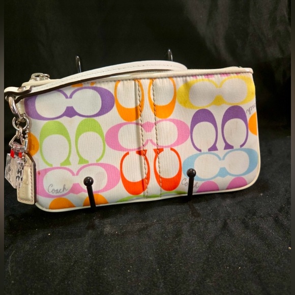 Coach Handbags - Coach VGUC Opt Art Sateen Wristlet w/Charms